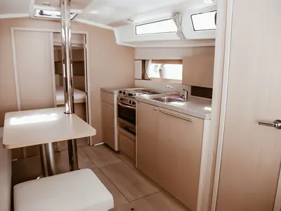 Galley of Sea Wolf, a Beneteau Oceanis 38.1 sailboat at Punta Ala, Italy
