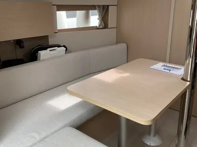 Salon of Sea Wolf, a Beneteau Oceanis 38.1 sailboat at Punta Ala, Italy