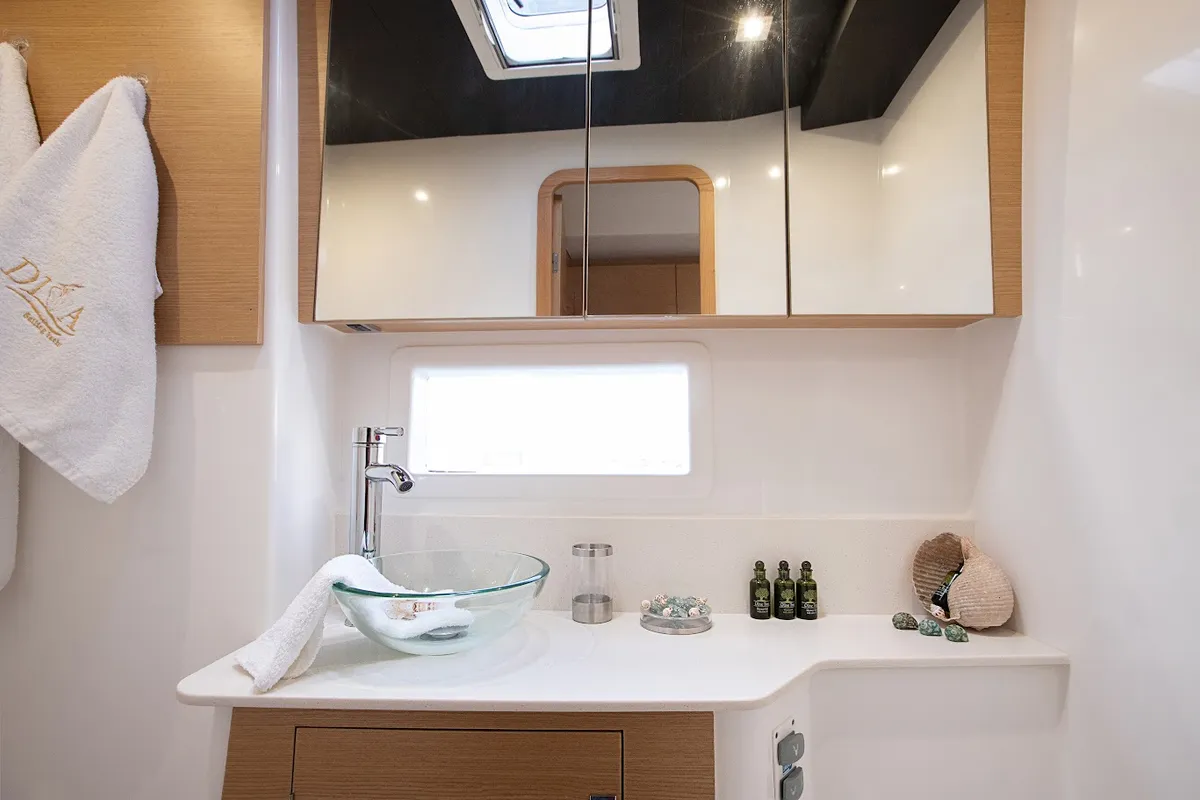 Head on Diva - Skippered, a Dufour Catamaran 48 catamaran at Athens, Greece
