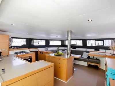 Galley of Diva - Skippered, a Dufour Catamaran 48 catamaran at Athens, Greece