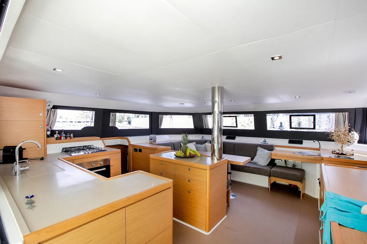 Galley of Diva - Skippered, a Dufour Catamaran 48 catamaran at Athens, Greece