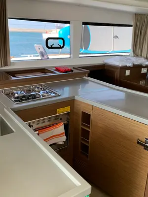 Galley of ALKISTIS, a Lagoon 450 Fly catamaran at Athens, Greece