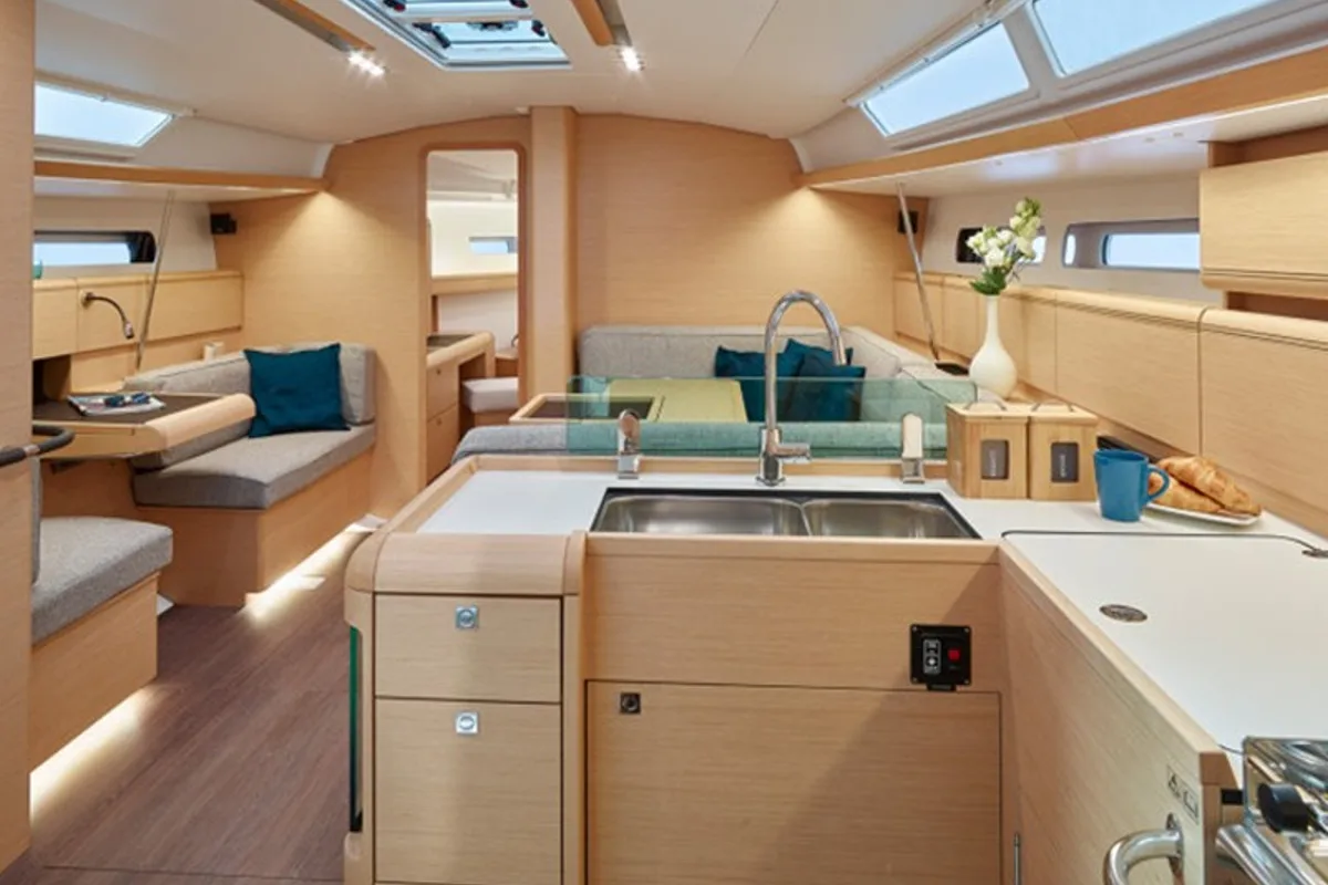 Canne Bleue, a Jeanneau Sun Odyssey 449 sailboat at Kos, Greece