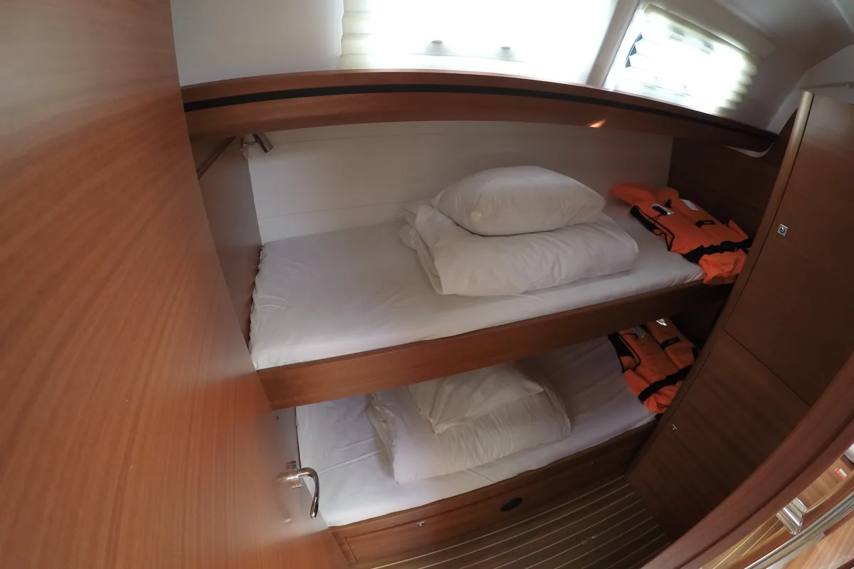 Cabin on Luce, a Dufour 512 Grand Large sailboat at Dubrovnik, Croatia