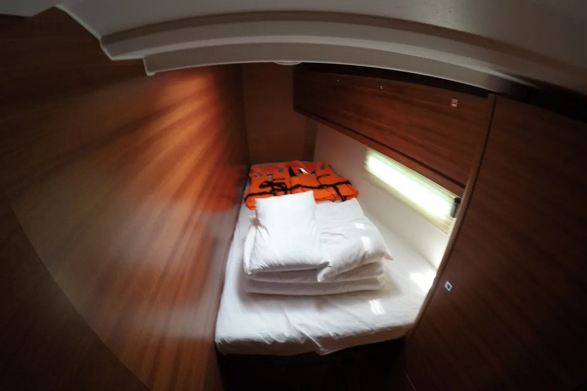 Cabin on Luce, a Dufour 512 Grand Large sailboat at Dubrovnik, Croatia