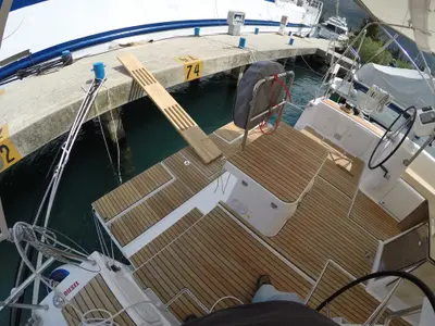 Deck of Luce, a Dufour 512 Grand Large sailboat at Dubrovnik, Croatia