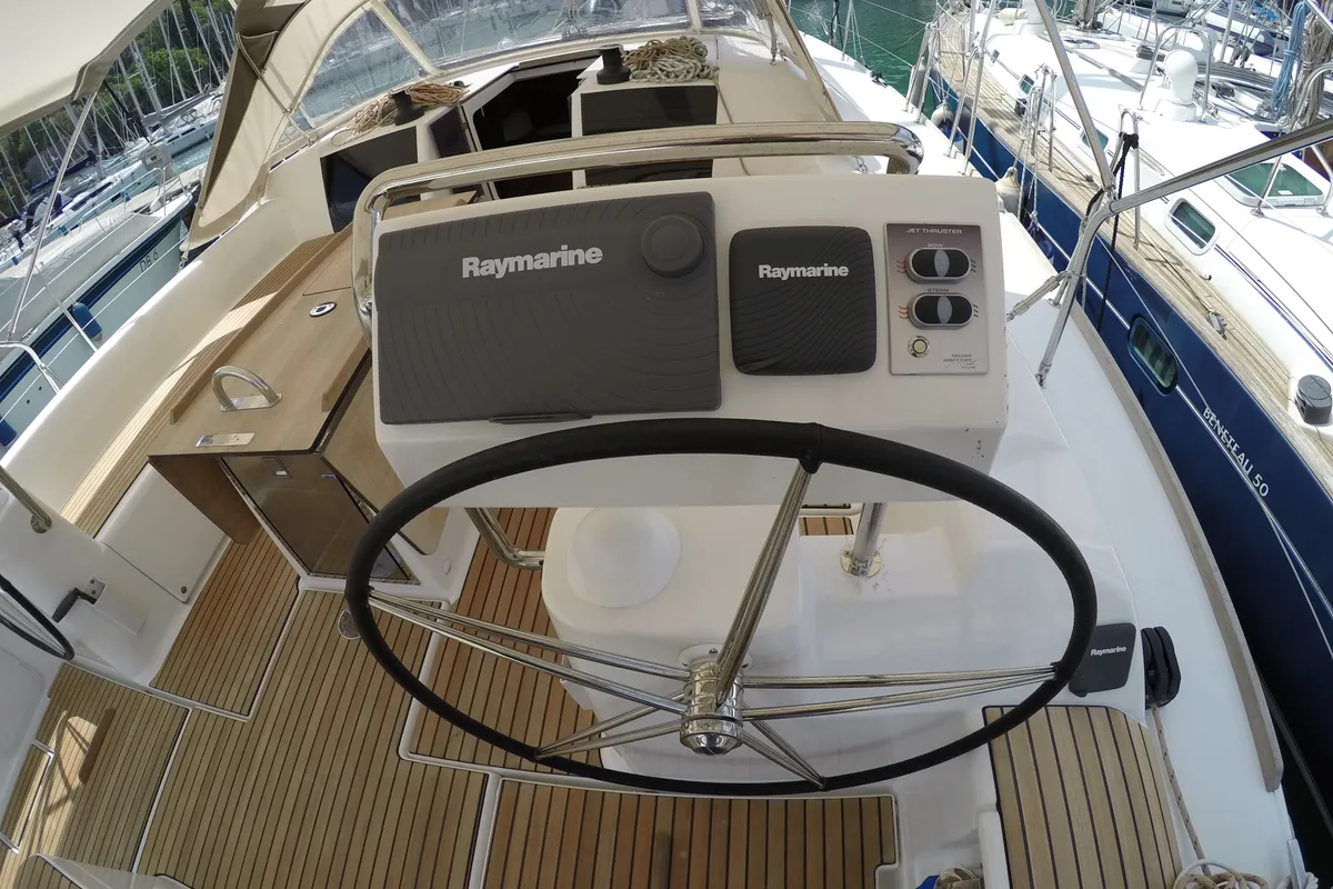 Cockpit of Luce, a Dufour 512 Grand Large sailboat at Dubrovnik, Croatia