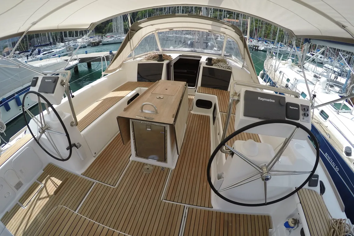 Cockpit of Luce, a Dufour 512 Grand Large sailboat at Dubrovnik, Croatia