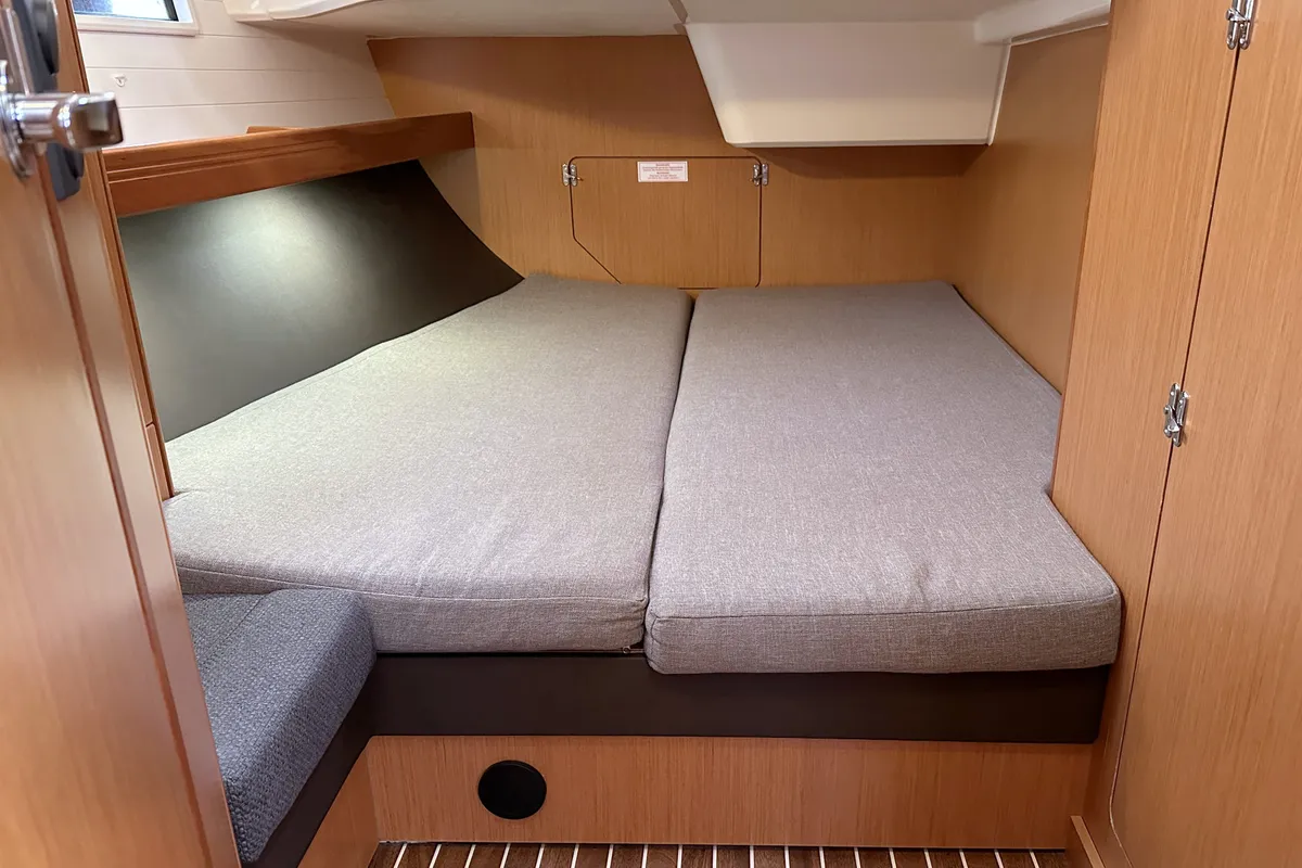 Cabin on Jumbo, a Bavaria Cruiser 51 sailboat at Heiligenhafen, Germany