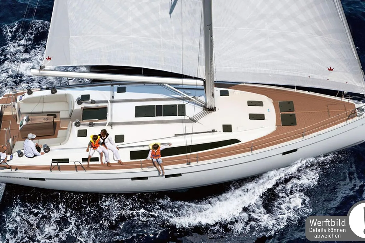 Exterior view of Jumbo, a Bavaria Cruiser 51 sailboat at Heiligenhafen, Germany