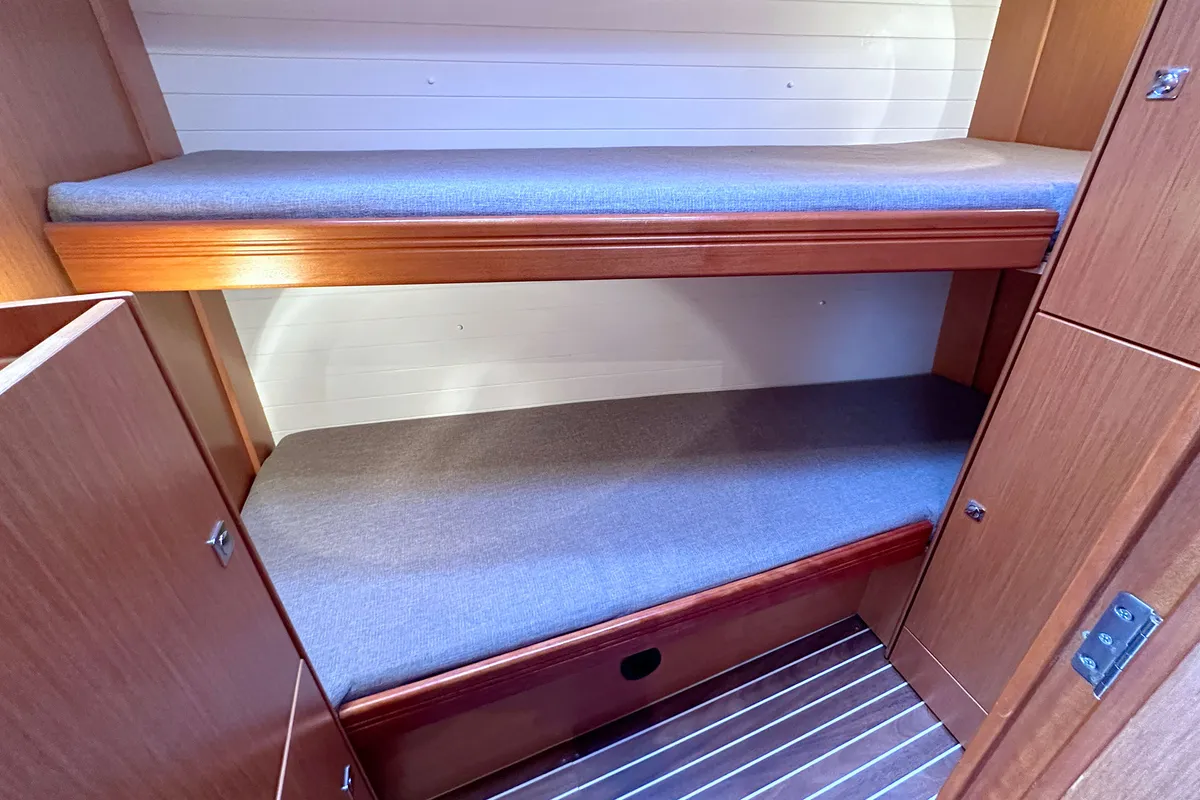 Cabin on Jumbo, a Bavaria Cruiser 51 sailboat at Heiligenhafen, Germany