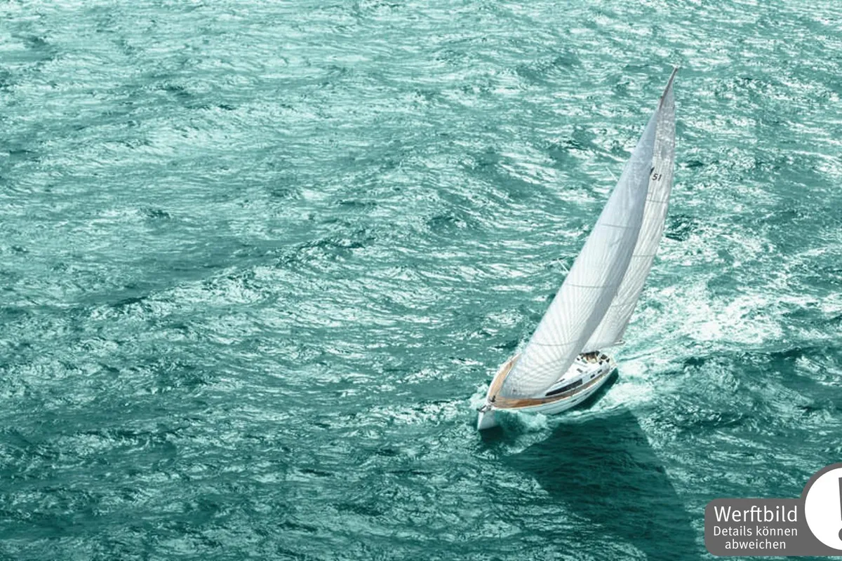 Exterior view of Jumbo, a Bavaria Cruiser 51 sailboat at Heiligenhafen, Germany