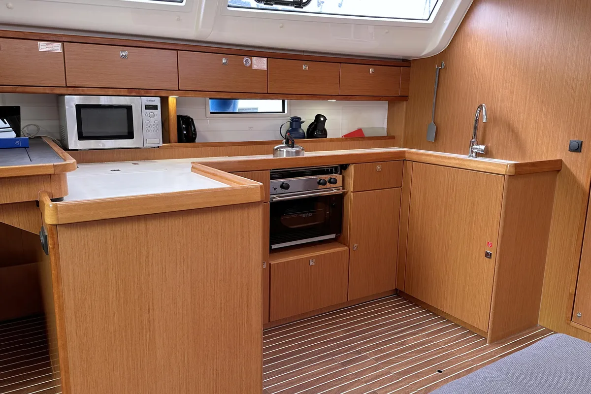 Galley of Jumbo, a Bavaria Cruiser 51 sailboat at Heiligenhafen, Germany