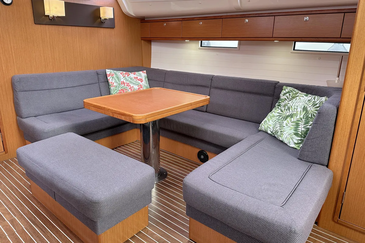Salon of Jumbo, a Bavaria Cruiser 51 sailboat at Heiligenhafen, Germany