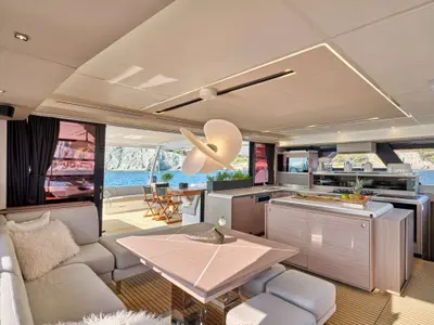 Stephanie, a Fountaine Pajot Alegria 67 catamaran at Municipal Unit of Nea Peramos, Greece