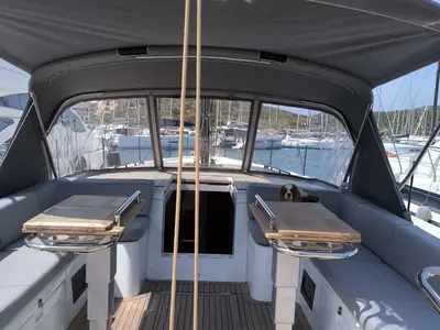 Deck of Oktana, a Beneteau First 53 sailboat at Lavrion, Greece