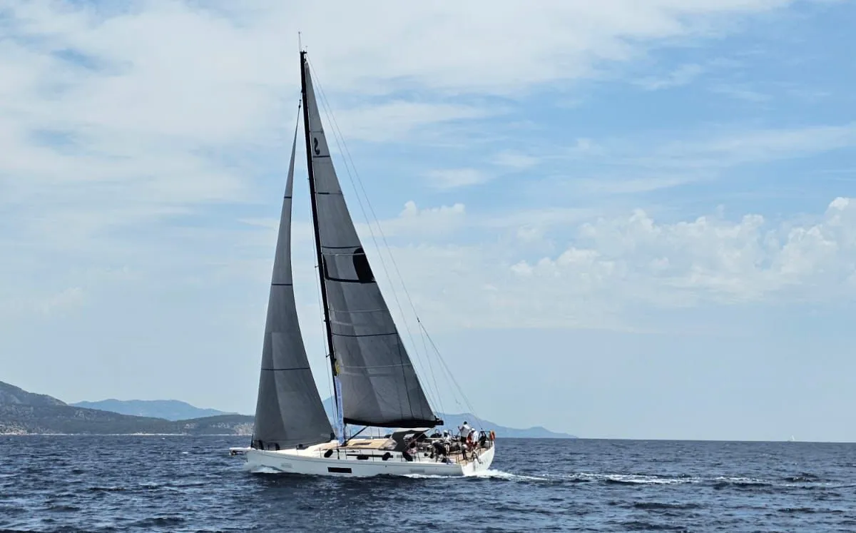 Oktana, a Beneteau First 53 sailboat at Lavrion, Greece