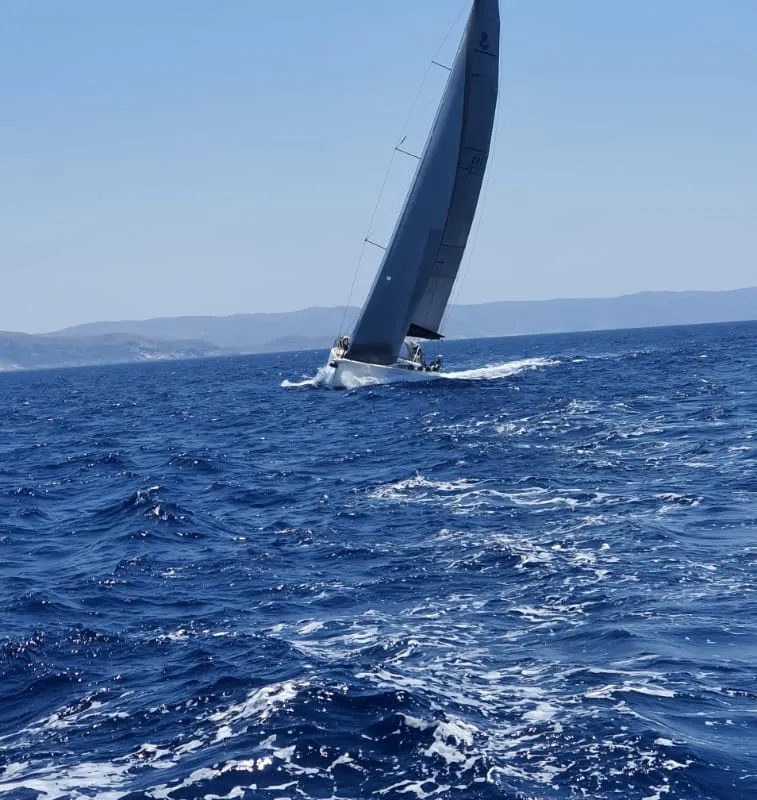 Oktana, a Beneteau First 53 sailboat at Lavrion, Greece