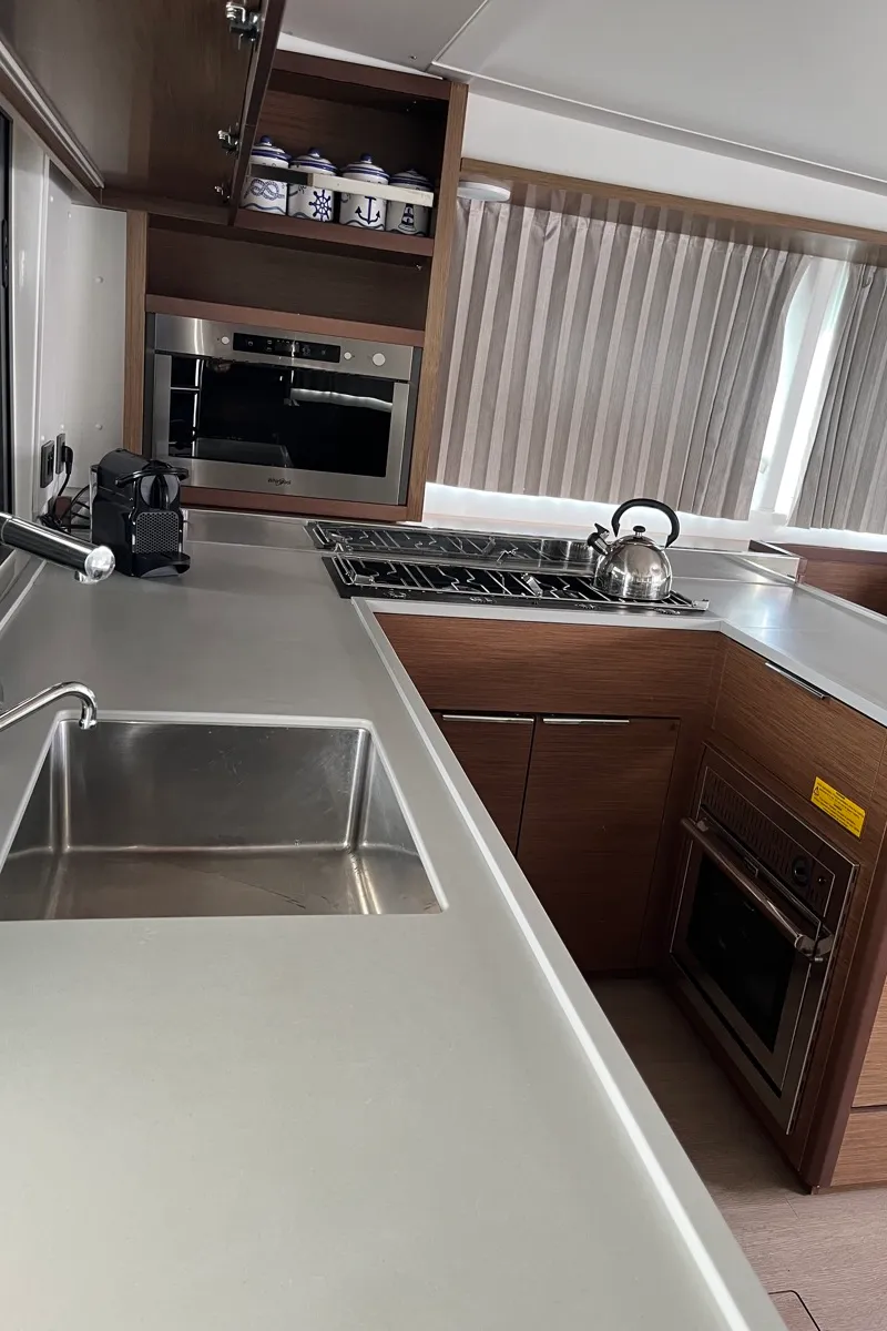 Galley of Amlad, a Lagoon 42 catamaran at Salerno, Italy