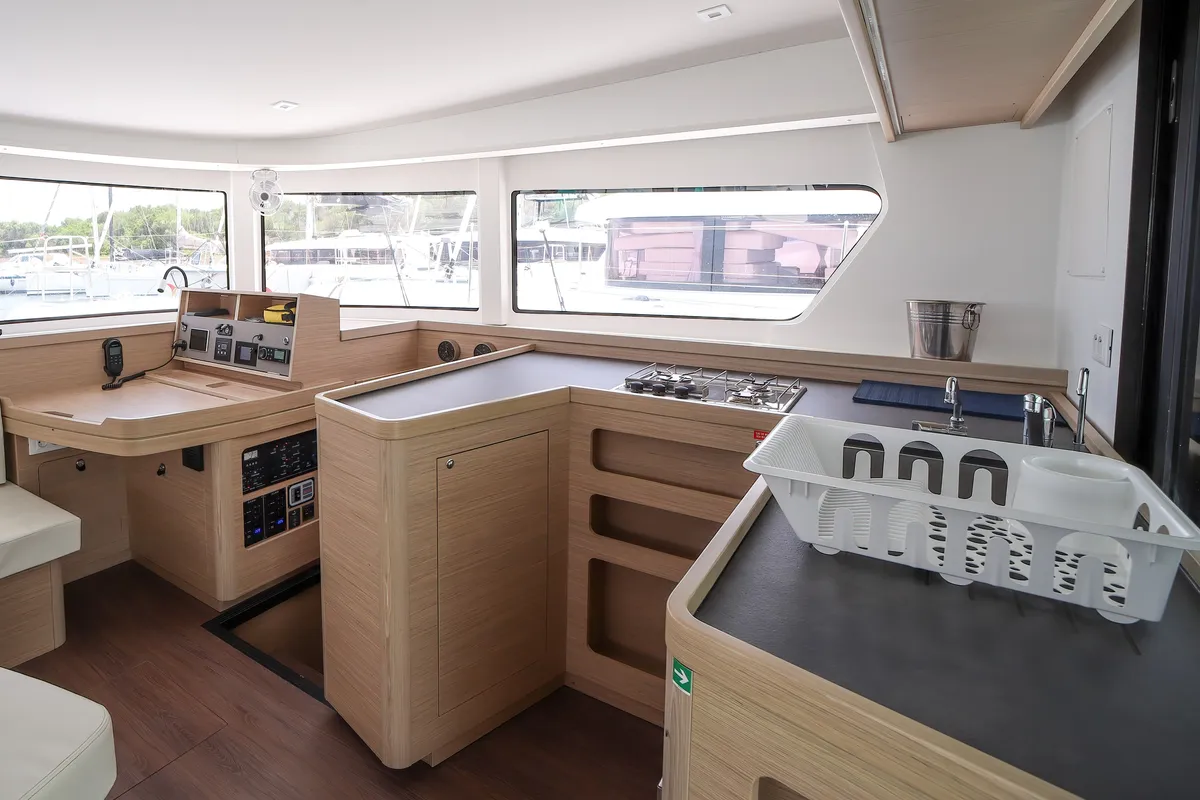 Salon of Panella - Premium Line, a Lagoon 42 catamaran at Olbia, Italy