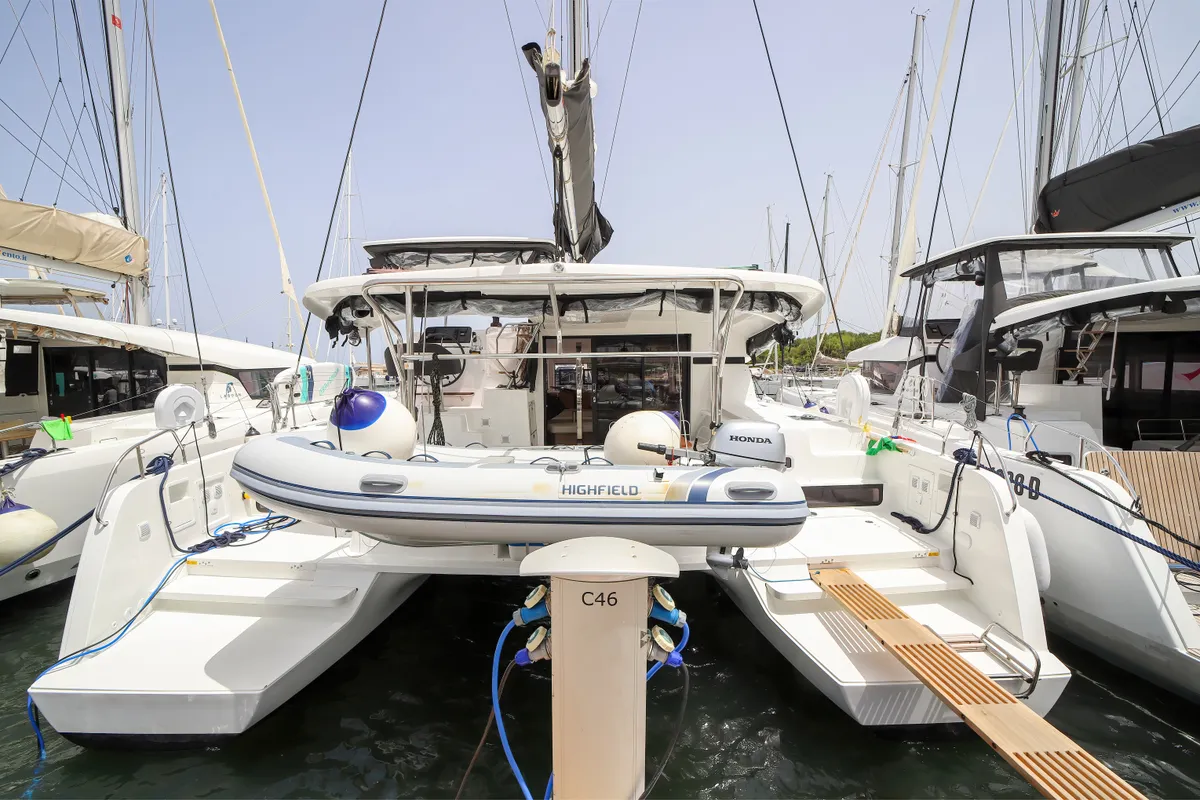 Exterior view of Panella - Premium Line, a Lagoon 42 catamaran at Olbia, Italy