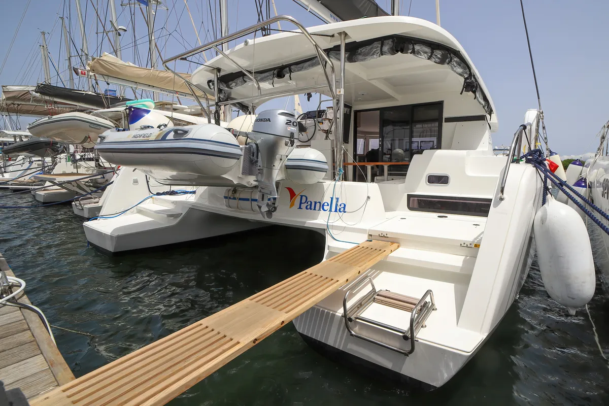Exterior view of Panella - Premium Line, a Lagoon 42 catamaran at Olbia, Italy