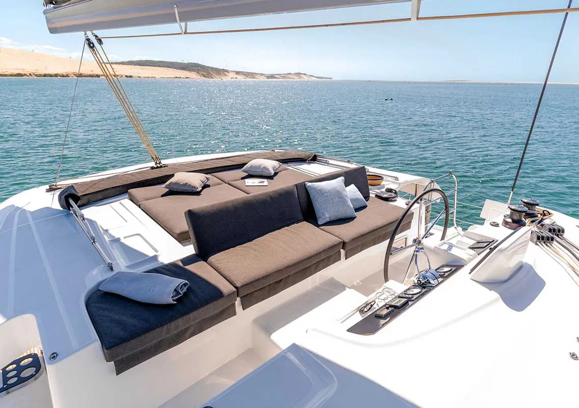Deck of Excellence, a Lagoon 46 catamaran at Grad Trogir, Croatia