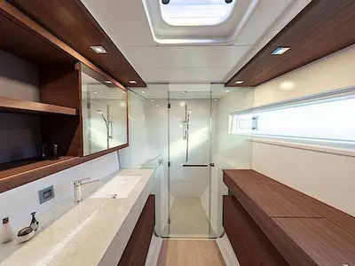 Head on Excellence, a Lagoon 46 catamaran at Grad Trogir, Croatia