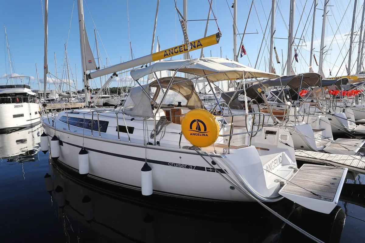 Exterior view of Angelic, a Bavaria Cruiser 37 sailboat at Grad Biograd na Moru, Croatia