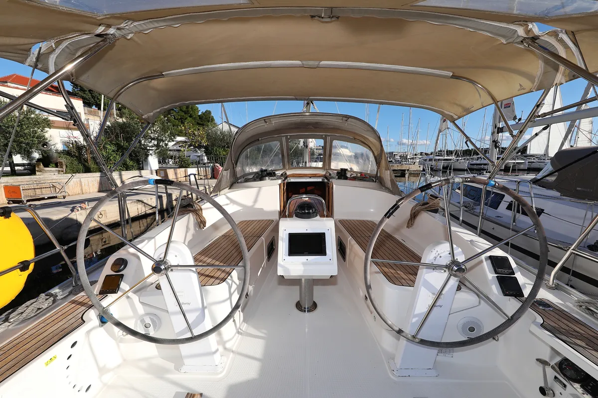 Cockpit of Angelic, a Bavaria Cruiser 37 sailboat at Grad Biograd na Moru, Croatia