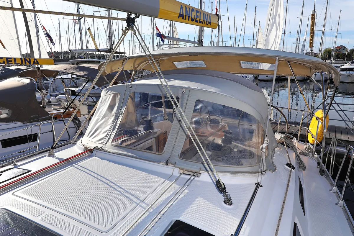 Deck of Angelic, a Bavaria Cruiser 37 sailboat at Grad Biograd na Moru, Croatia