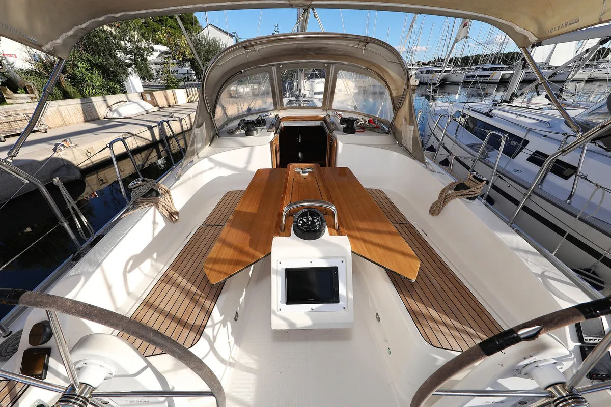 Deck of Angelic, a Bavaria Cruiser 37 sailboat at Grad Biograd na Moru, Croatia