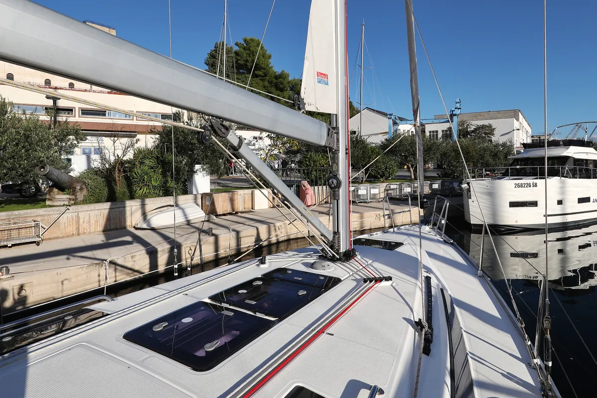Deck of Angelic, a Bavaria Cruiser 37 sailboat at Grad Biograd na Moru, Croatia
