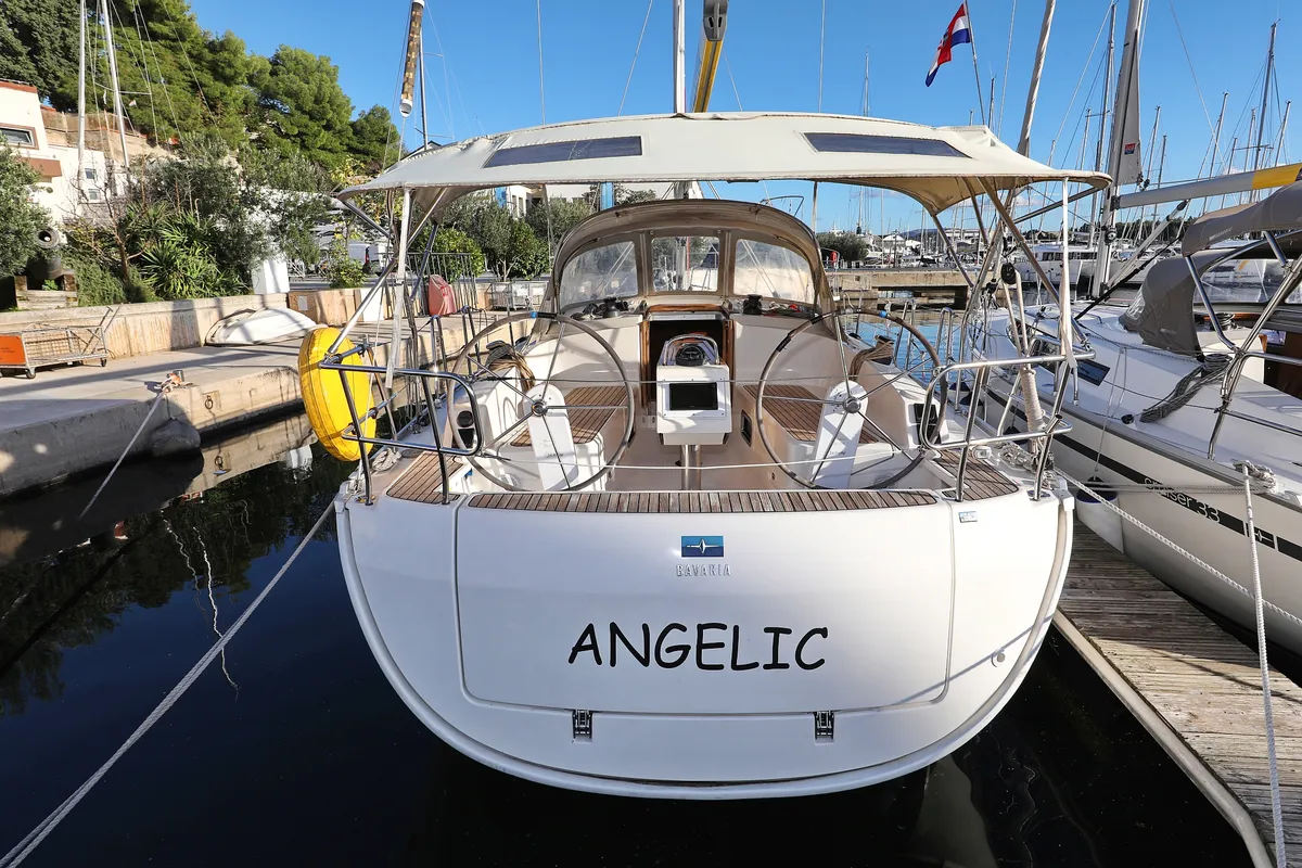 Exterior view of Angelic, a Bavaria Cruiser 37 sailboat at Grad Biograd na Moru, Croatia