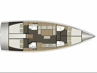 Floor plan of Adventure Planet, a Dufour 460 Grand Large sailboat at Marsala, Italy