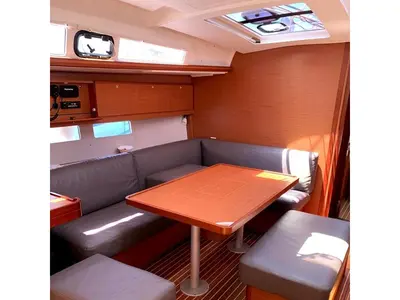 Salon of Adventure Planet, a Dufour 460 Grand Large sailboat at Marsala, Italy