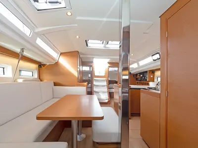 Salon of Jolly Roger, a Jeanneau Sun Odyssey 440 sailboat at Athens, Greece