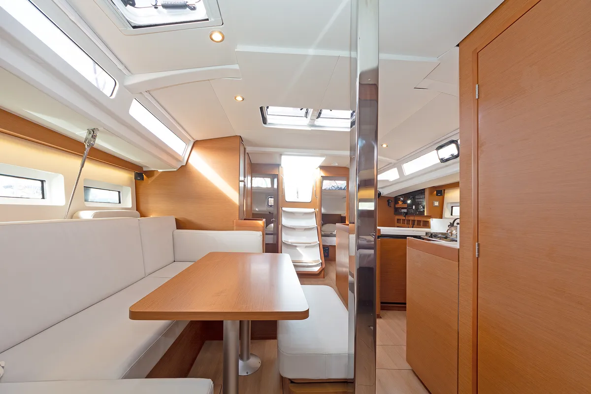 Salon of Jolly Roger, a Jeanneau Sun Odyssey 440 sailboat at Athens, Greece