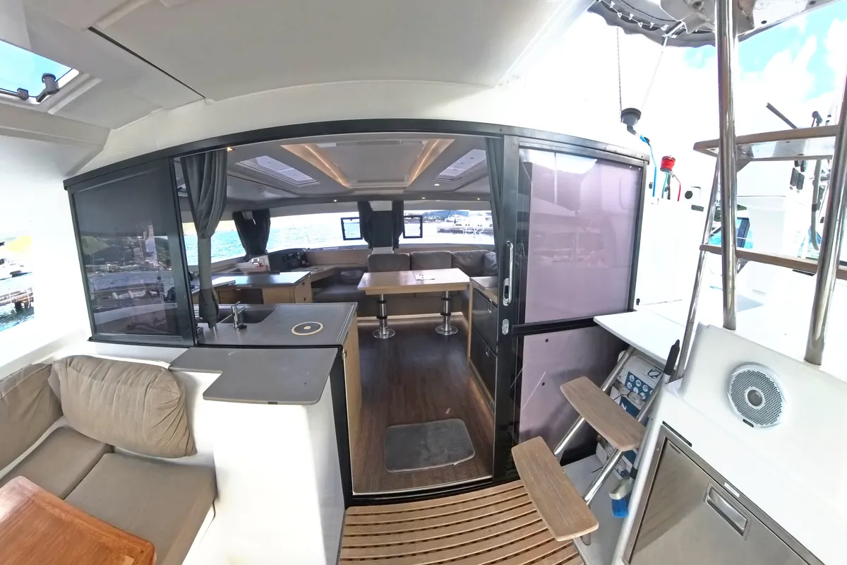 Salon of Anila, a Fountaine Pajot Helia 44 catamaran at Road Town, British Virgin Islands