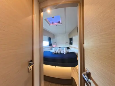 Cabin on Anila, a Fountaine Pajot Helia 44 catamaran at Road Town, British Virgin Islands