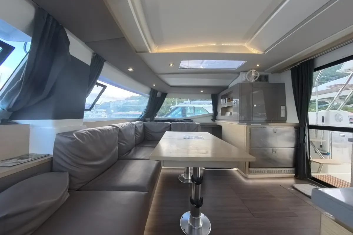 Salon of Anila, a Fountaine Pajot Helia 44 catamaran at Road Town, British Virgin Islands