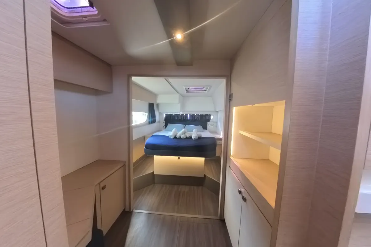 Cabin on Anila, a Fountaine Pajot Helia 44 catamaran at Road Town, British Virgin Islands