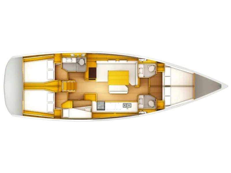 Floor plan of Alboran Jerez (Las Galletas), a Jeanneau Sun Odyssey 519 sailboat at Elephant Butte Estates, United States