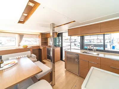 Galley of Pnoe, a Lagoon 46 catamaran at Municipal Unit of Lefkada, Greece