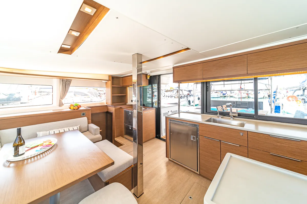 Galley of Pnoe, a Lagoon 46 catamaran at Municipal Unit of Lefkada, Greece