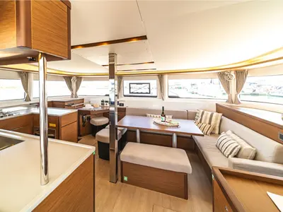 Salon of Pnoe, a Lagoon 46 catamaran at Municipal Unit of Lefkada, Greece