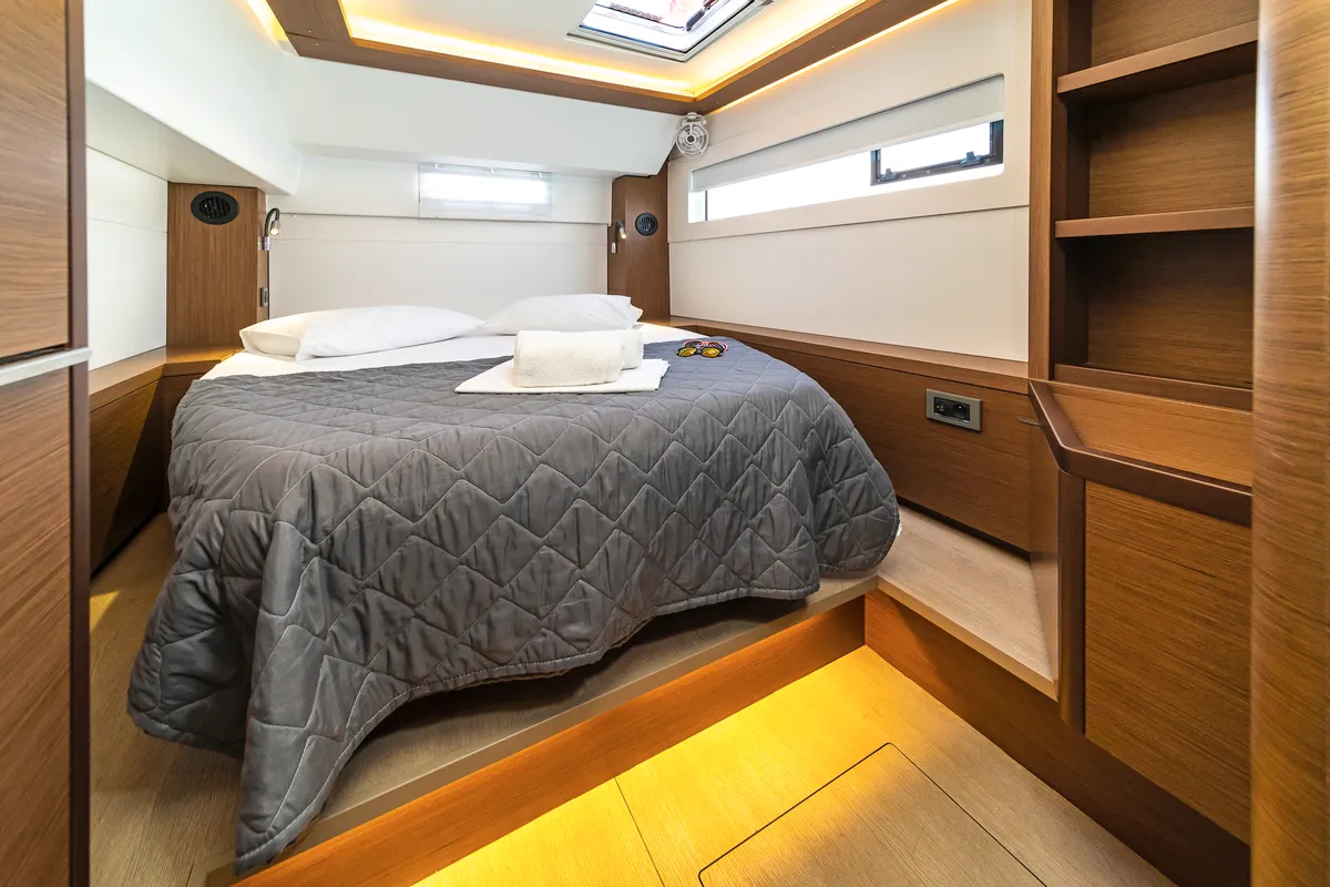 Cabin on Pnoe, a Lagoon 46 catamaran at Municipal Unit of Lefkada, Greece