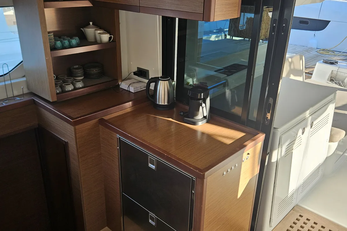 Galley of Shanti, a Lagoon 46 catamaran at Fethiye, Turkey