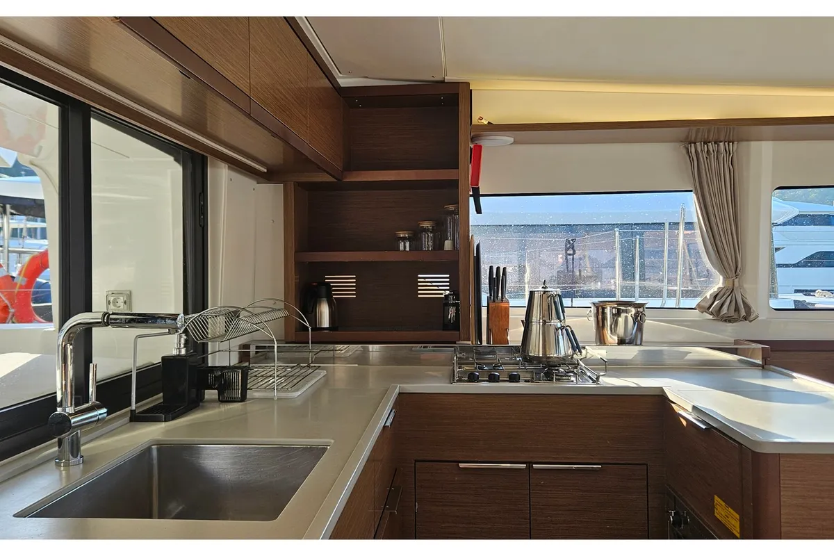 Galley of Shanti, a Lagoon 46 catamaran at Fethiye, Turkey
