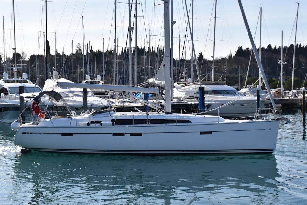 Exterior view of Malbec, a Bavaria Cruiser 46 sailboat at Seget Donji, Croatia